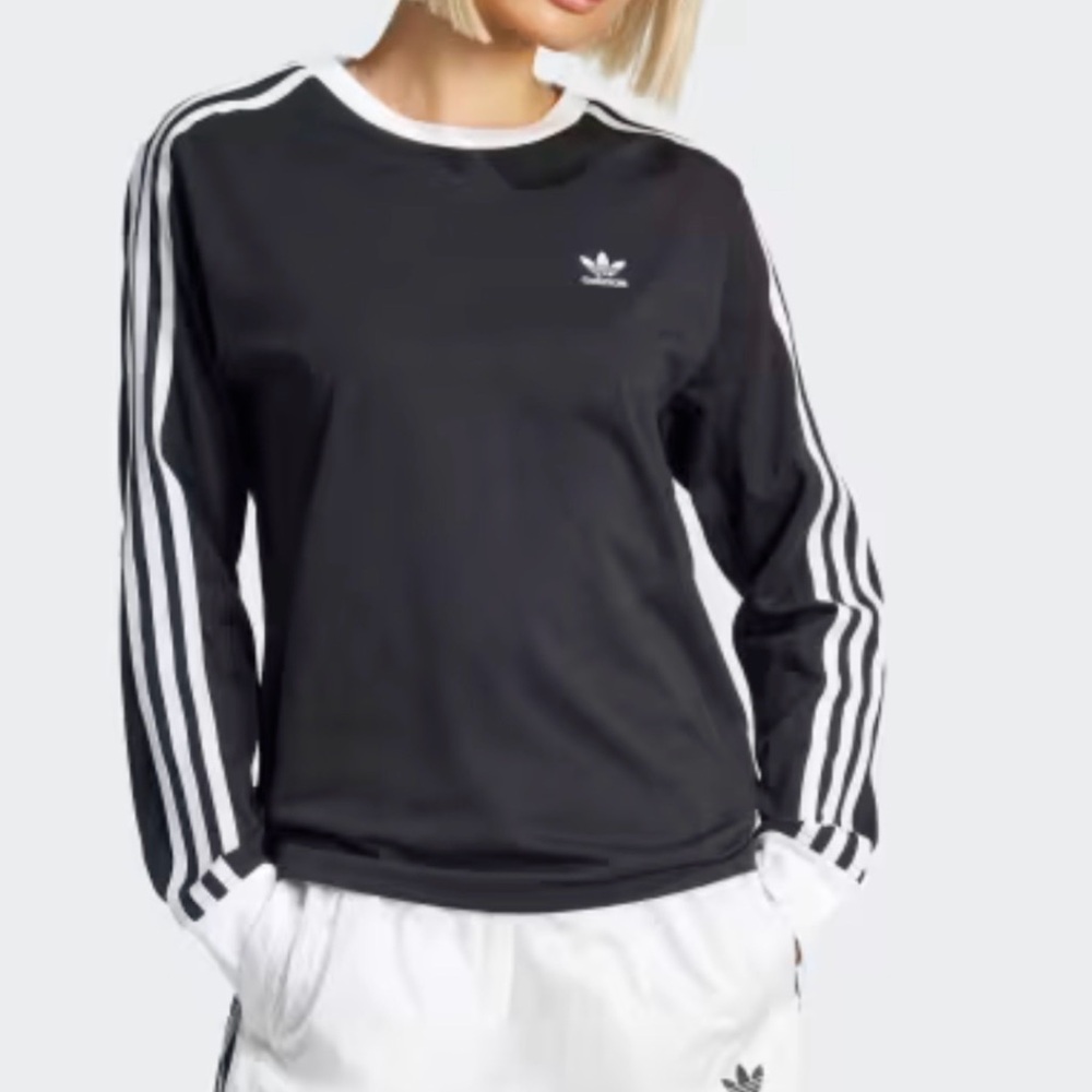 Adidas Originals Black Long Sleeve Crew tee with White 3 Stripes